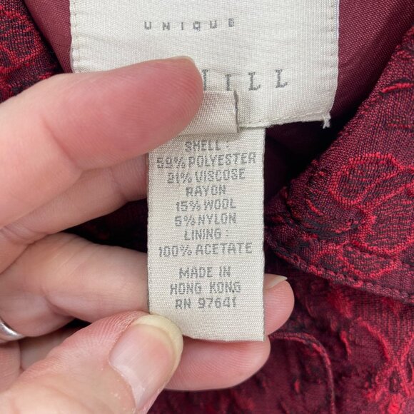J Jill Jacket Womens Large Red Brocade Button Wool Blend Collared Pocket Shacket - Picture 6 of 11